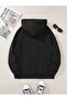 Positano Lemons Printed Hooded Pocket Black Sweatshirt with Wool Inside - 2