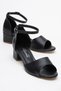 Women's Black Short Heeled Comfortable Evening Dress Shoes