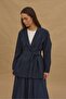 Waist Fitted Jacket Navy Blue - 5