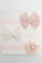 Lace Bow Ecru Pink Set of 3 Baby Girl Bandana