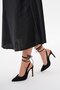 Black Suede 10.5 cm Ankle Strap Stiletto Heeled Shoes - 3
