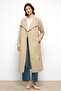 Rib Collar Raglan Sleeve Water Repellent Trench Coat Beige 6758