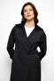 Rib Collar Raglan Sleeve Water Repellent Trench Coat Black 6758 - 3