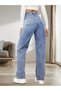 Alice Women's 90's Snow Wash Blue Lycra Super High Waist Loose Jeans Palazzo Denim Pants - 4