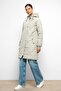 Hooded Zip-Closure Rib Knit Detail Quilted Jacket STONE 6776 - 7
