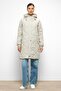 Hooded Zip-Closure Rib Knit Detail Quilted Jacket STONE 6776 - 5