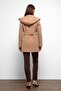 Hooded Double Breasted Short Coat Kamel 3103 - 6