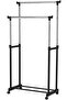 Double pole Clothes portable Rack Hanger Extendable Rolling Garments