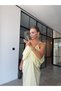 DRAPEY YELLOW SIDE-OPENING SATIN DRESS - 4