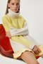 Women's Yellow Bone Contrast Color Oversize Knitwear Sweater Nv00079 - 2