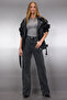 Siyah Dokulu Yüksek Bel Wide Leg Geniş Paça %100 Pamuk Non-Stretch Jeans TWOSS25JE00149