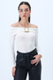 Women's White Madonna Collar Buckle Detailed Soft Textured Lycra Knitted Blouse Alc-X14300 - 3