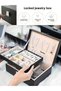 Black Faux Leather Jewelry Box, Jewelry Organizer with Lock, Jewelry Box, Organizer