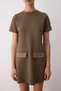 Khaki Crew Neck Stone Detail Shift/Straight Mini Suede Knit Dress Twoaw24El00523 - 3