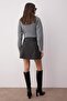 Anthracite Belted Striped A-Line/A-Line Woven Mini Skirt Twoaw26Et00031 - 6