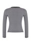 Black Crew Neck Button Fitted/Slim Fit Stretch Rib Knit Blouse Twoaw26Bz00063 - 6