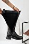Kanako Black Accessorized Zippered Women's Short Heeled Boots - 6
