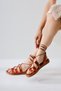 Genuine Leather Ruut Orange, Orange Rivet Detailed Ankle-Strap Women's Sandals Opportunity Product - 6