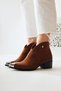 Jay Taba Suede Pointed Toe Metal Detailed Women's Boots, Women's Bootie Opportunity Product - 4