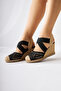 Meliza Black Elastic Straw Sole Heeled Women's Sandals - 4