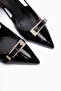 Mina Black Patent Leather Buckle Pointed Toe Heeled Women's Sandals - 5