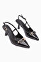 Mina Black Patent Leather Buckle Pointed Toe Heeled Women's Sandals