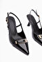 Mina Black Patent Leather Buckle Pointed Toe Heeled Women's Sandals - 4
