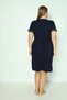 Women's Plus Size Short Sleeve Zipper Dress / Navy Blue 5752 - 6