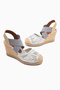 Meliza Gray Elastic Straw Sole Heeled Women's Sandals - 6