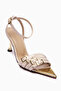 Helna Beige Gold Buckle Thin Heeled Ankle Strap Women's Sandals