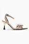 Helna Beige Gold Buckle Thin Heeled Ankle Strap Women's Sandals - 5