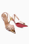 Helna Beige Gold Buckle Thin Heeled Ankle Strap Women's Sandals - 8