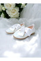 Girl's White Color Shiny Silvery Bow Orthopedic Stylish Ballet - 4