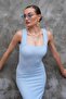 Loose Stretchy Ottoman Midi Dress with Straps and Slits - 3