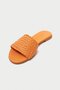 Genuine Leather 655-Orj Women's Straw Look Orange Flat Slippers - 5