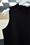 Round Neck Zero Sleeve Combed Cotton Underwear - Black - 5