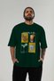 Cocktail Club Front Printed Green Oversize T-Shirt Men's Women's 100% Cotton Crew Neck T-Shirt - 4