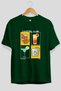 Cocktail Club Front Printed Green Oversize T-Shirt Men's Women's 100% Cotton Crew Neck T-Shirt - 2