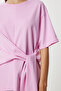 Side Tie Detailed Cotton T-Shirt Pink Lub0110 - 3