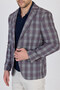 Vegas Men's Burgundy-Blue Plaid Polyester Fabric Sports Blazer Jacket - 2