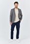 Zenova Men's Dark Navy-Grey Textured Polyviscon Fabric Slim Fit Slim Fit Sports Blazer Jacket - 7