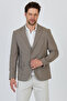 Tadic Men's Beige Patterned Stretching Fabric Slim Fit Cover Pocket Half Lining 4 Season Blazer Jacket - 3