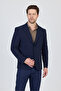 Lucos Men's Navy Blue Half Lining Bag Pocket Lycra Seersucker Fabric Sports Blazer Jacket - 5
