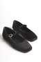 Women's Babet Karen Black Suede Stone Buckle Square Toe Comfortable Sole Shoes - 2