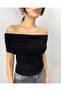 Women's Black Madonna Collar Accessory Gathered Sandy Blouse - 6
