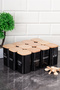12-Piece 250 ml Vacuumed Bamboo Wooden Lid Black Acrylic Spice Jar Set with Spoon and Label Gift - 4