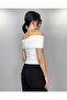 Women's White Madonna Collar Accessory Gathered Sandy Blouse - 8