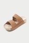 Genuine Leather Summer Women's Double Striped Nubuck Special Sole Beige Slippers - Mssr26-Bj - 5