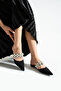 Pearl Black Straw Pearl Detailed Women's Slippers - 3