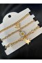 3 Pieces Gold Color Daisy Trend Chain Bracelet